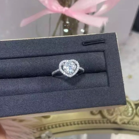 Price Firm! New 1 carat Diamond Moissanite Heart Halo Engagement Ring - Picture 6 of 6
